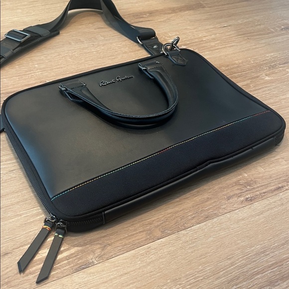 Robert Graham Black Leather Acadia Laptop Bag Sleek Professional Design - Picture 2 of 13